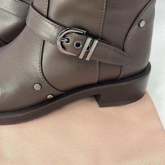 Stuart Weitzman Women Maverick Pull On Moto Booties Size US 7B Walnut Leather - Picture 2 of 9